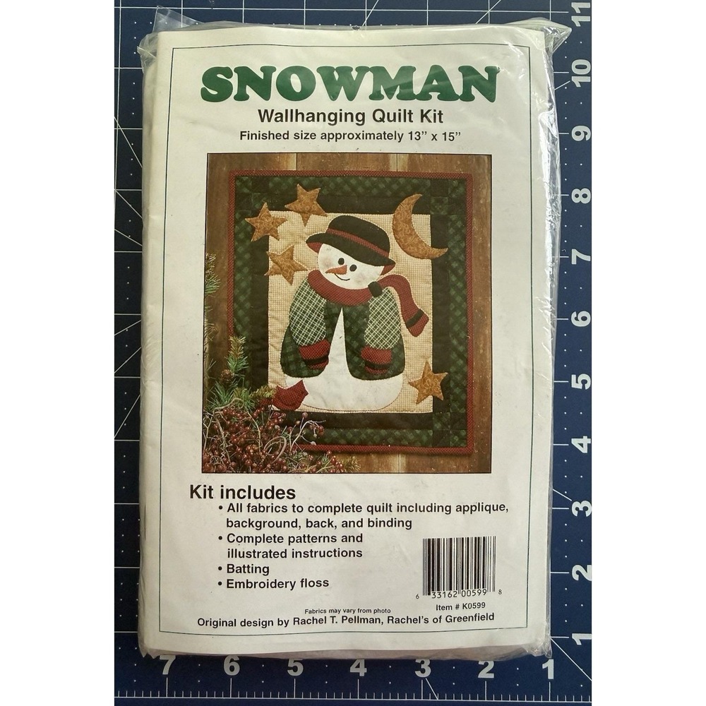 Snowman Wallhanging Quilt Kit Moon‎ Stars Cardinal 13x15 Rachels of Greenfield